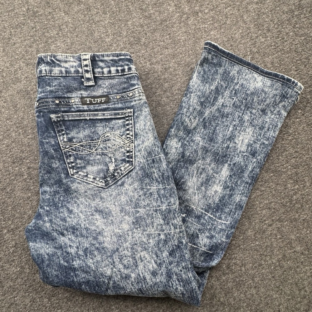 Cowgirl Tuff Co Women Jeans Sz 30 Fit 32x28 Blue Avalanche ll Distressed Hemmed